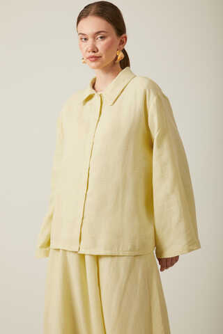 Shirt Collar Muslin Set Butter Yellow - 2