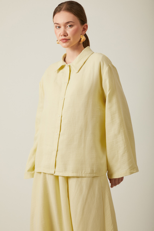 Shirt Collar Muslin Set Butter Yellow - 2