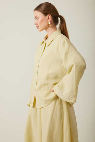 Shirt Collar Muslin Set Butter Yellow - 6