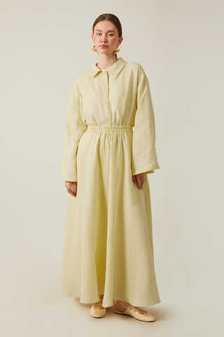 Shirt Collar Muslin Set Butter Yellow - 8