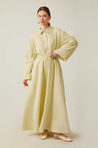Shirt Collar Muslin Set Butter Yellow - 1