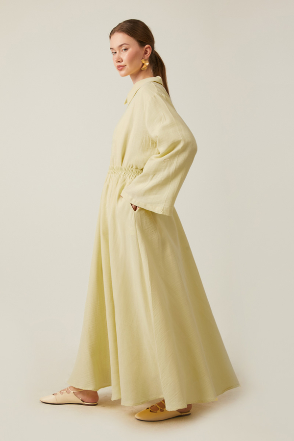 Shirt Collar Muslin Set Butter Yellow - 9