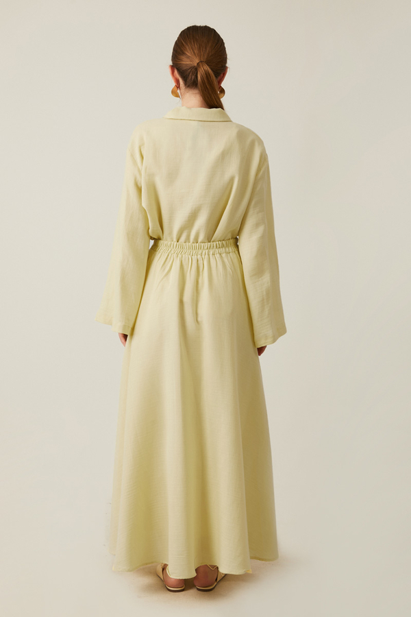 Shirt Collar Muslin Set Butter Yellow - 10