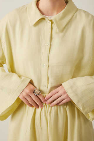Shirt Collar Muslin Set Butter Yellow - 3