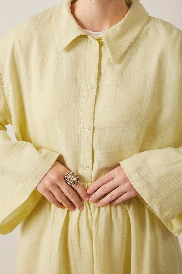 Shirt Collar Muslin Set Butter Yellow - 3
