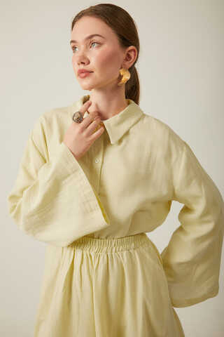 Shirt Collar Muslin Set Butter Yellow - 5