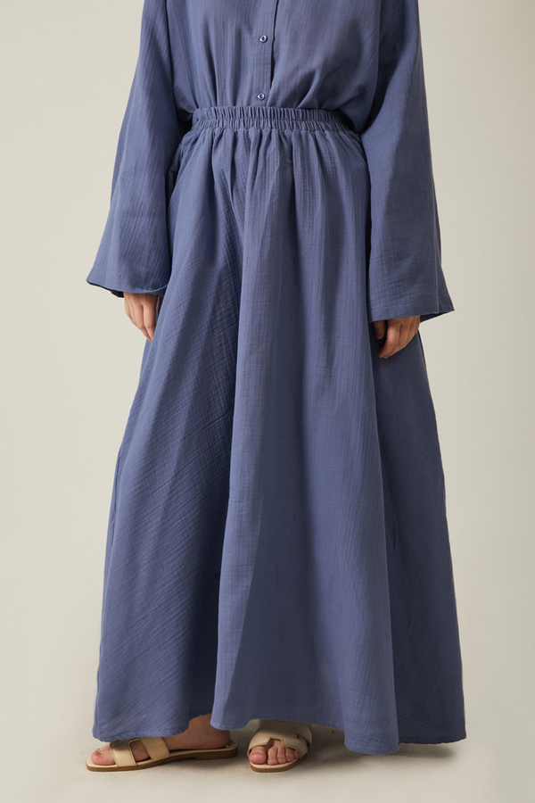 Shirt Collar Muslin Set Indigo - 4