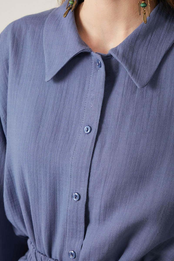 Shirt Collar Muslin Set Indigo - 8