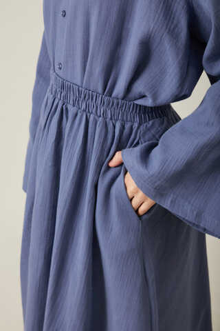 Shirt Collar Muslin Set Indigo - 9