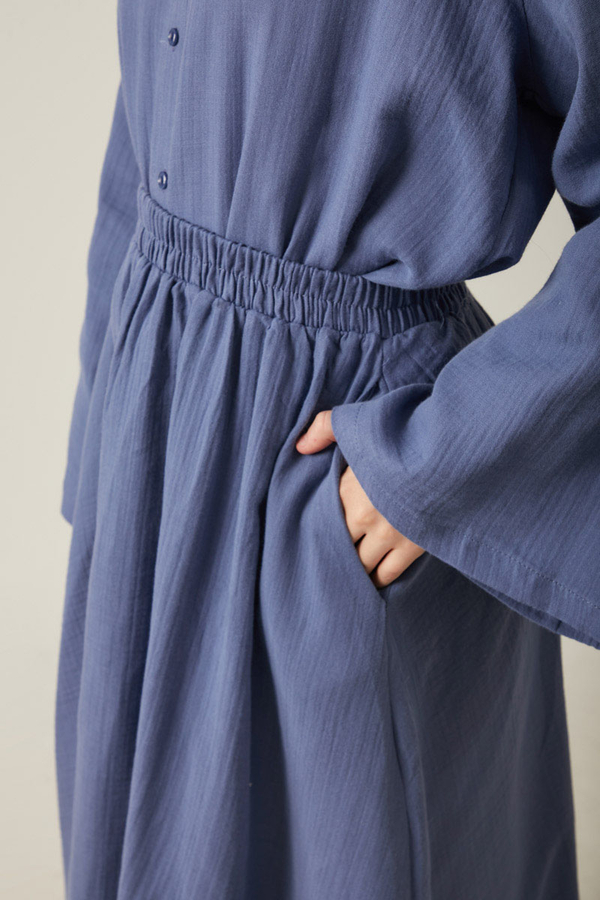 Shirt Collar Muslin Set Indigo - 9