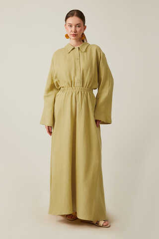 Shirt Collar Muslin Set Olive Green - 7