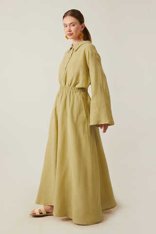 Shirt Collar Muslin Set Olive Green - 8