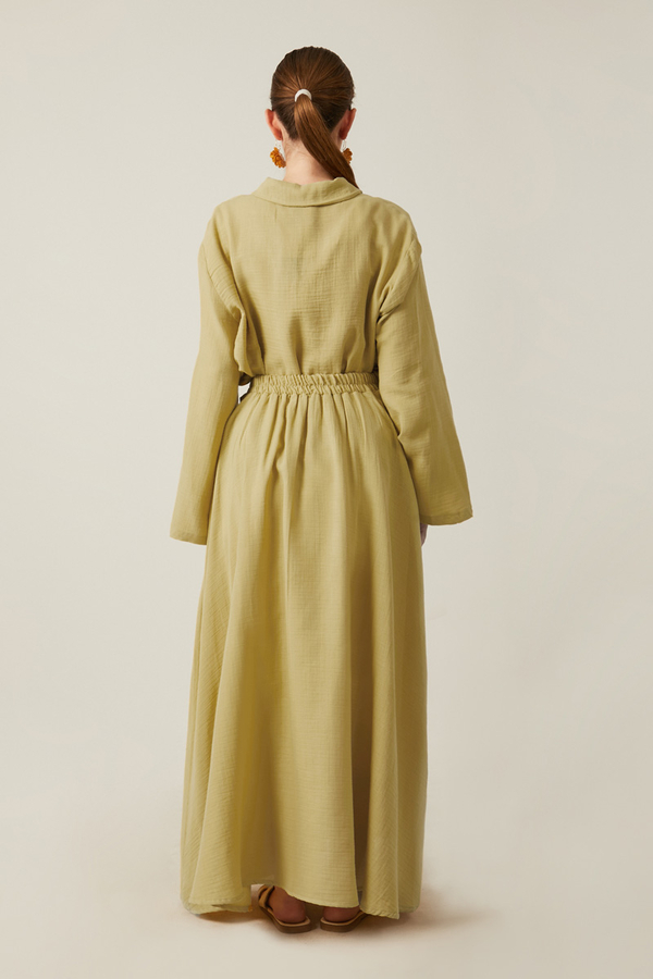 Shirt Collar Muslin Set Olive Green - 11