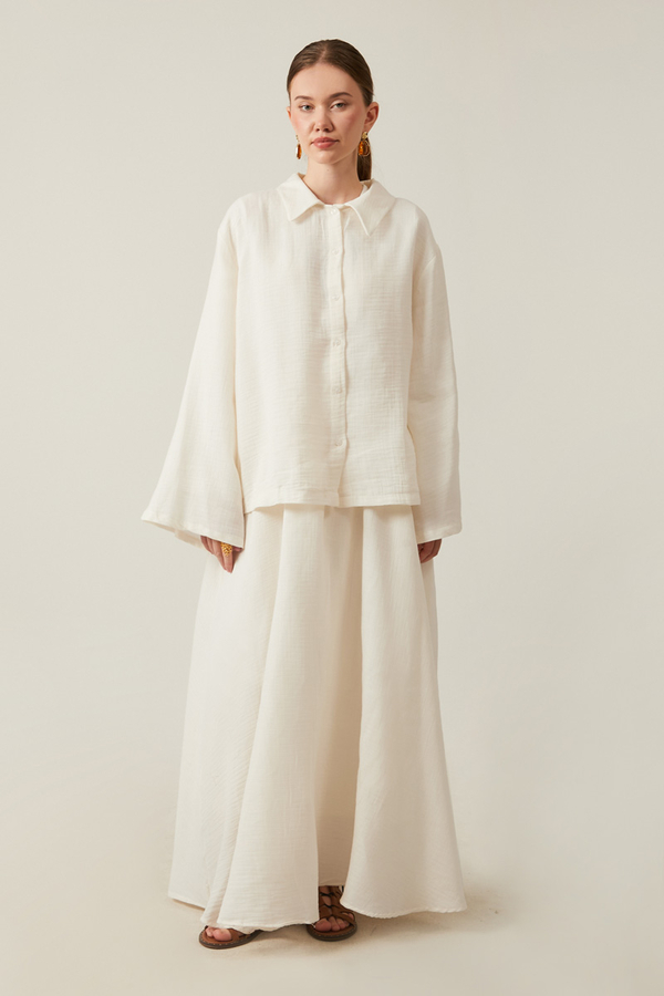 Shirt Collar Muslin Set White - 2