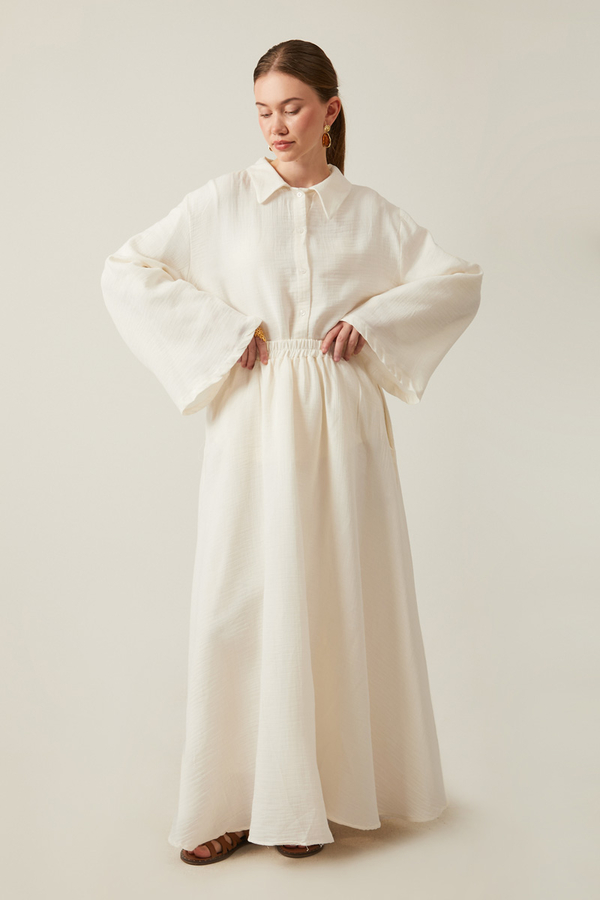 Shirt Collar Muslin Set White - 6