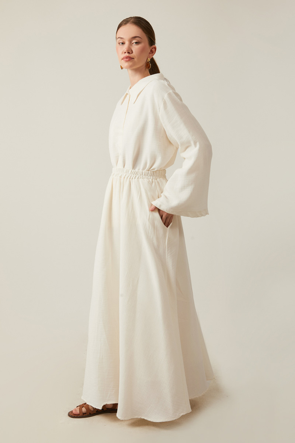 Shirt Collar Muslin Set White - 8