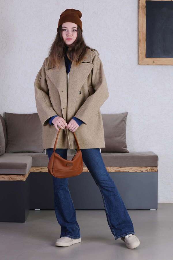 Short Cachet Coat Camel - 1