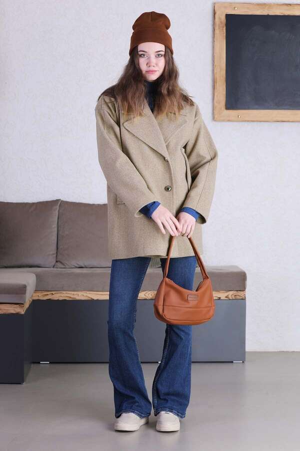 Short Cachet Coat Camel - 4