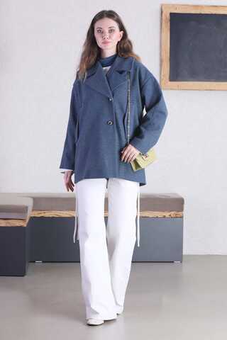 Short Cachet Coat İndigo - 2