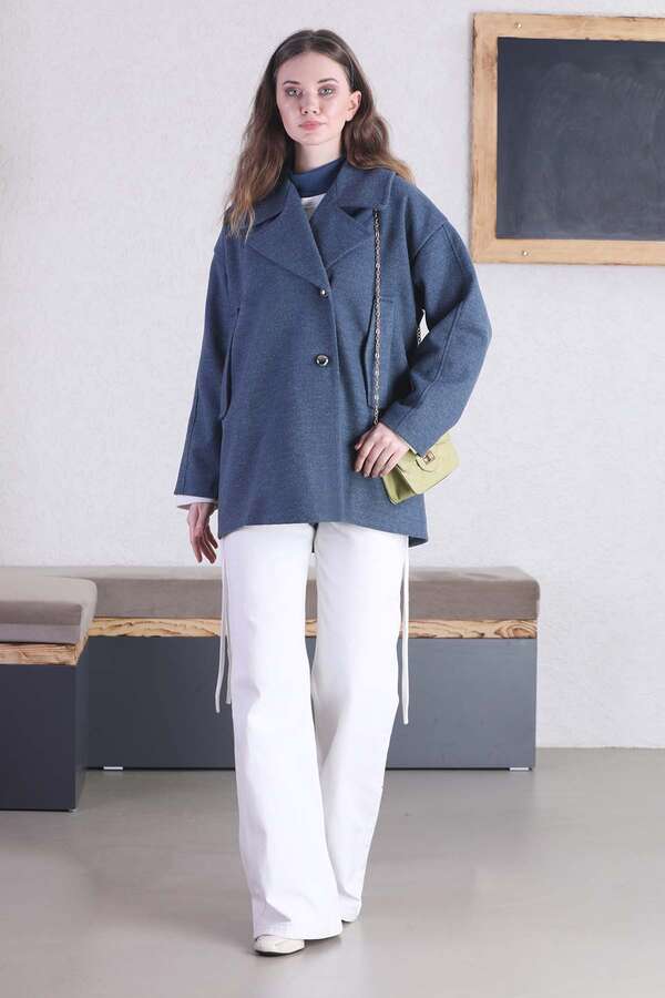 Short Cachet Coat İndigo - 2