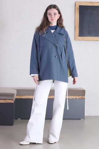 Short Cachet Coat İndigo - 3