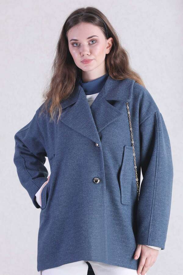 Short Cachet Coat İndigo - 4