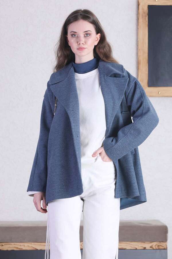 Short Cachet Coat İndigo - 1