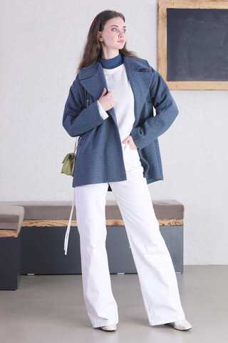 Short Cachet Coat İndigo - 5