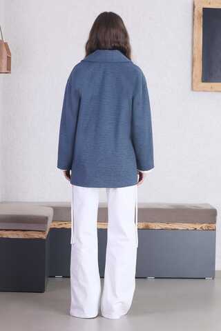 Short Cachet Coat İndigo - 6