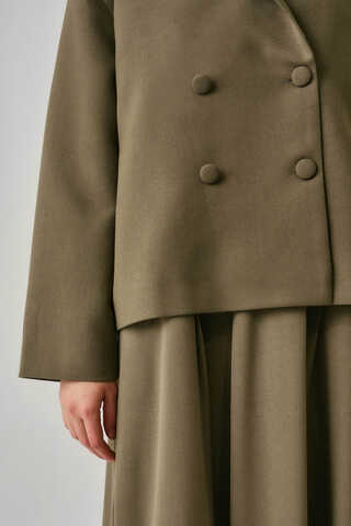 Short Double-Breasted Jacket Khaki - 6
