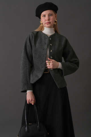 Short Jacket with Dart Detail Anthracite - 4