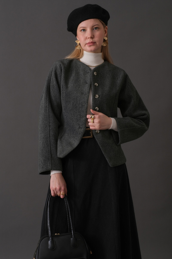 Short Jacket with Dart Detail Anthracite - 4