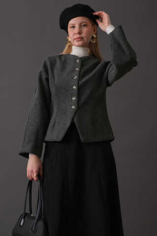 Short Jacket with Dart Detail Anthracite - 5
