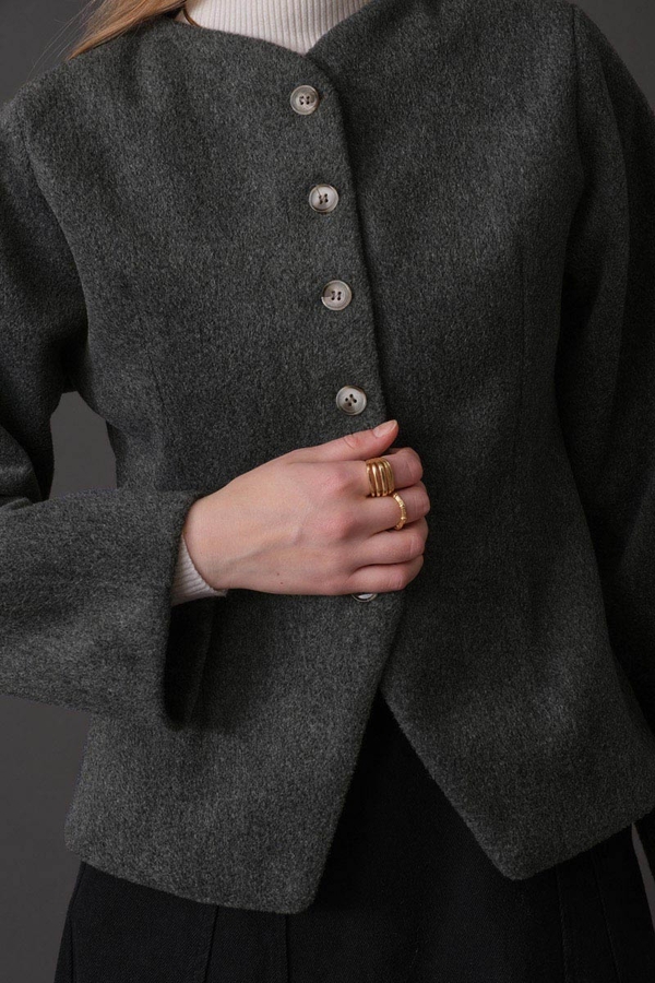 Short Jacket with Dart Detail Anthracite - 6