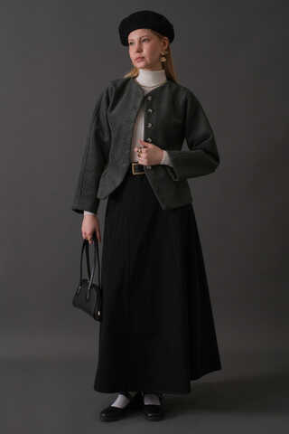 Short Jacket with Dart Detail Anthracite - 7