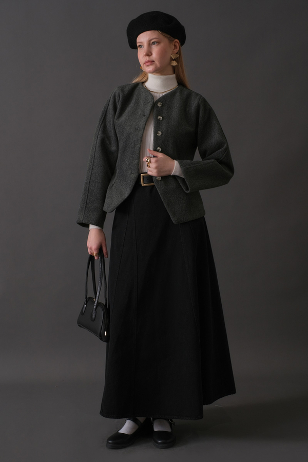 Short Jacket with Dart Detail Anthracite - 7