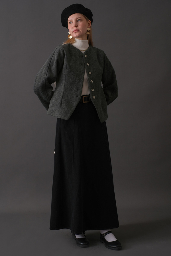 Short Jacket with Dart Detail Anthracite - 8