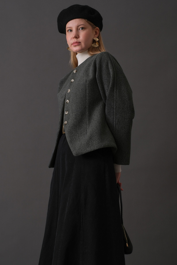 Short Jacket with Dart Detail Anthracite - 9