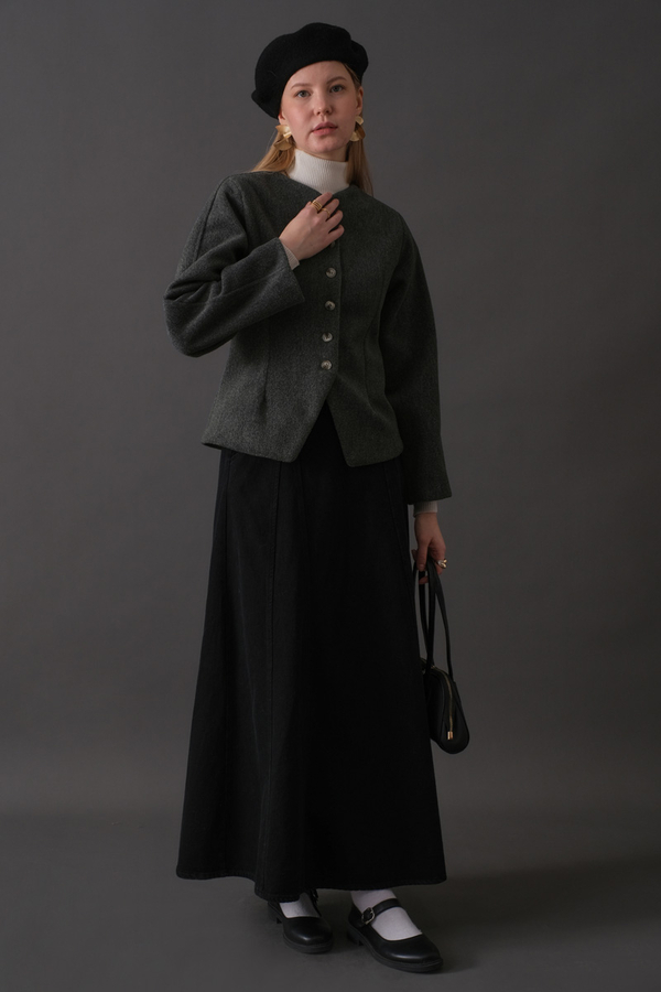 Short Jacket with Dart Detail Anthracite - 11