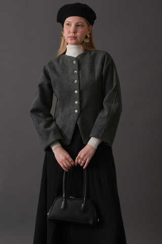 Short Jacket with Dart Detail Anthracite - 12