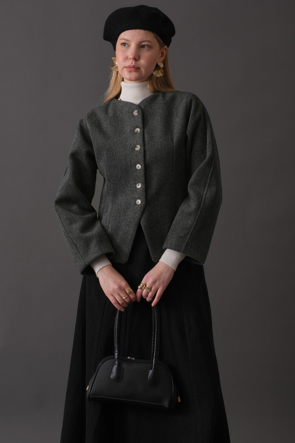 Short Jacket with Dart Detail Anthracite - 12