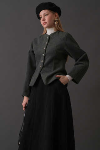 Short Jacket with Dart Detail Anthracite - 13