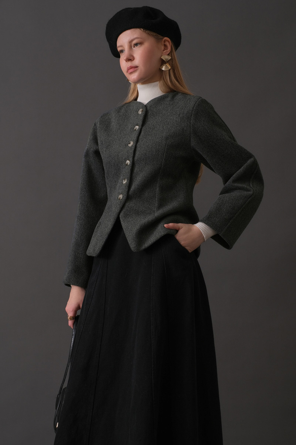 Short Jacket with Dart Detail Anthracite - 13