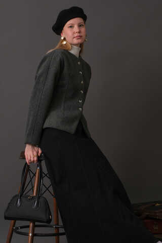 Short Jacket with Dart Detail Anthracite - 1