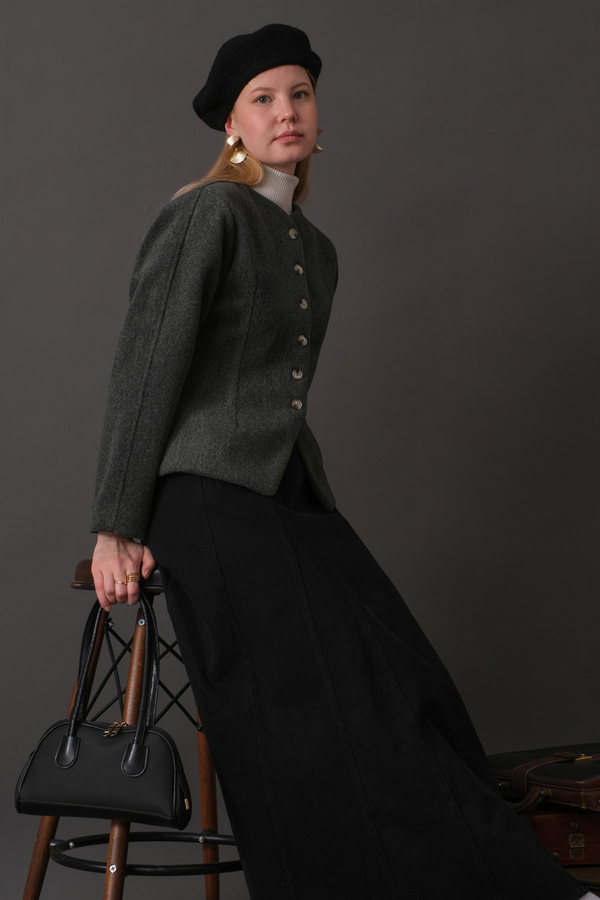 Short Jacket with Dart Detail Anthracite - 1