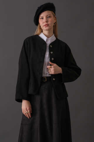 Short Jacket with Dart Detail Black - 3