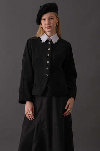 Short Jacket with Dart Detail Black - 4