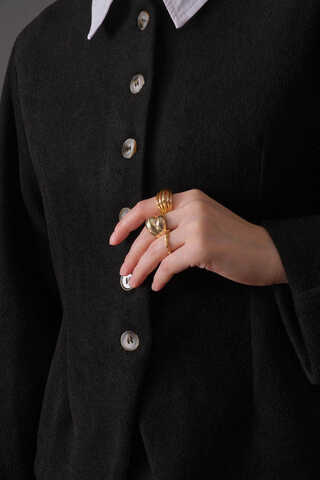 Short Jacket with Dart Detail Black - 5