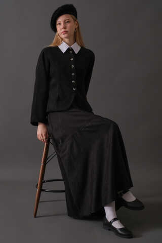 Short Jacket with Dart Detail Black - 1