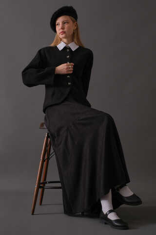 Short Jacket with Dart Detail Black - 8